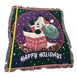 Disney Mickey Mouse Santa Cotton Blanket /‎ 60 X 50  Happy Holidays! Christmas!